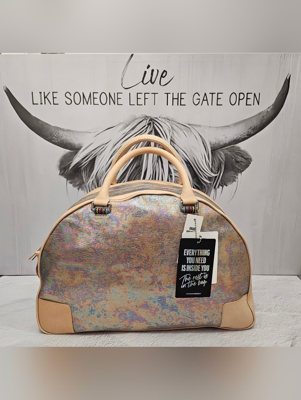 Consuela Gloria Commuter Tote NWT Iridescent Leather Work Travel Bag - Picture 2 of 16